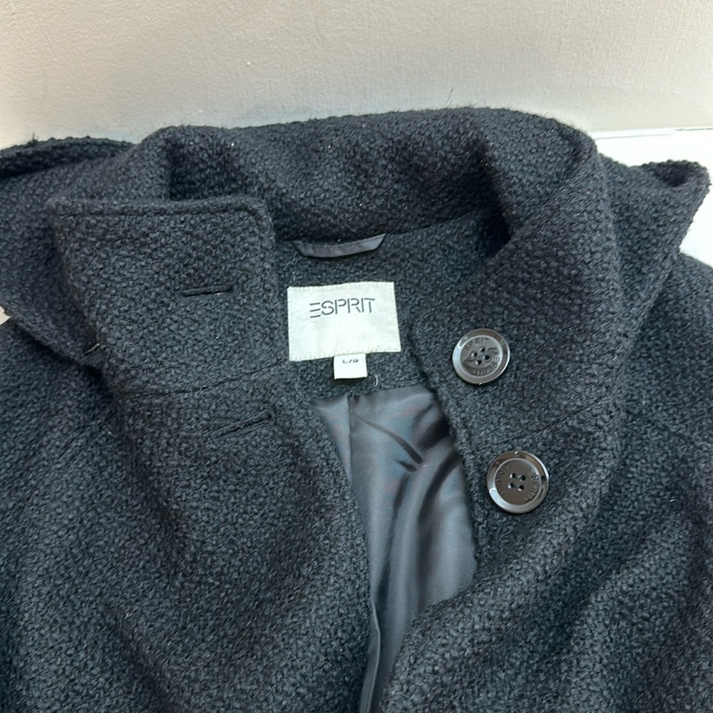 Preloved Esprit Black Coat with Pockets and Hoodie